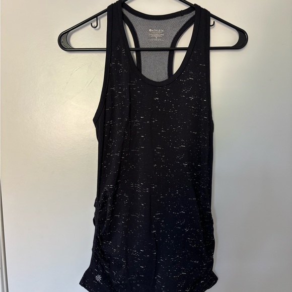 Athleta Tops - Athleta Black and White Speckled Long Stretchy Workout Tank Top